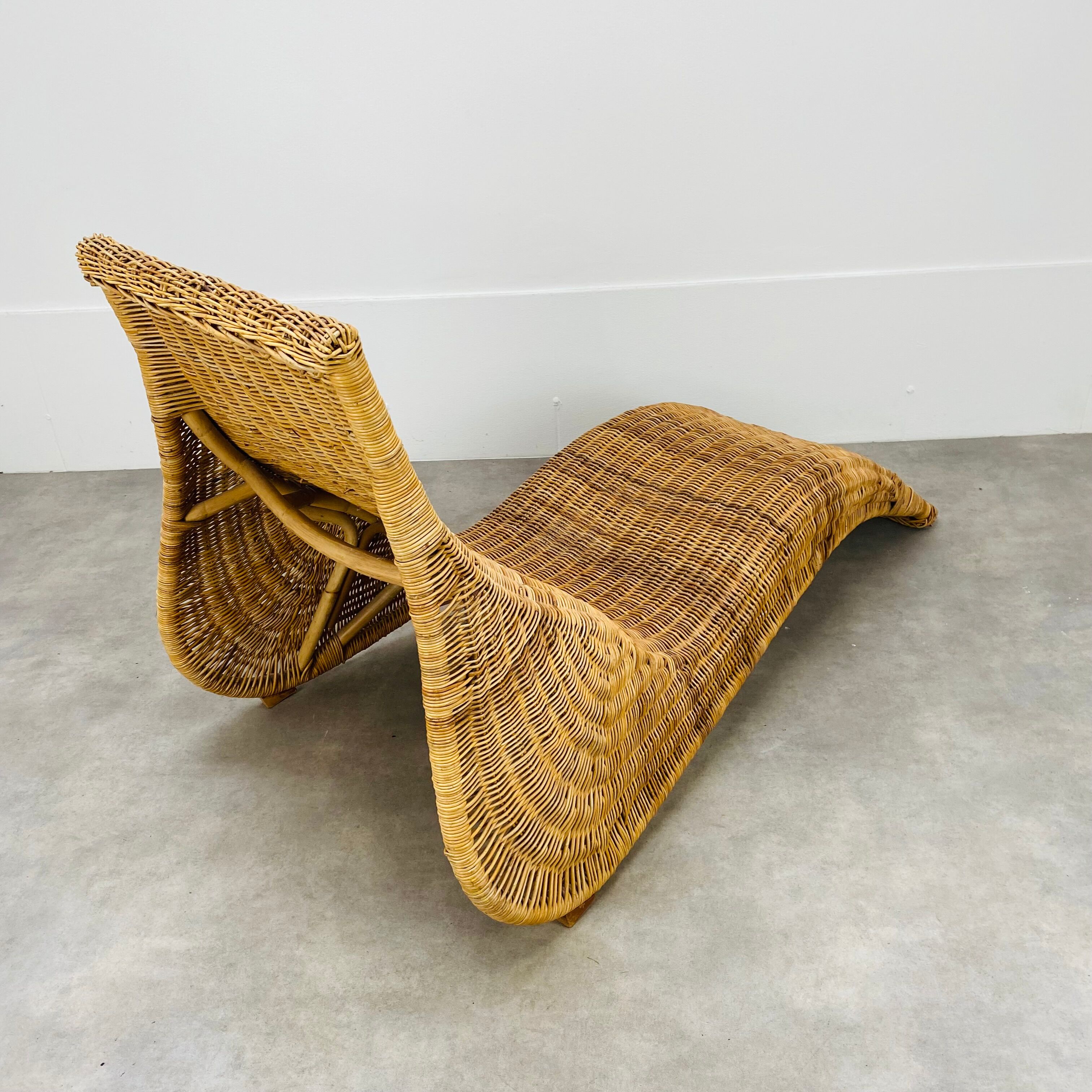 Sunbathing chair Karlskrona by Karl Malmvall for Ikea rattan