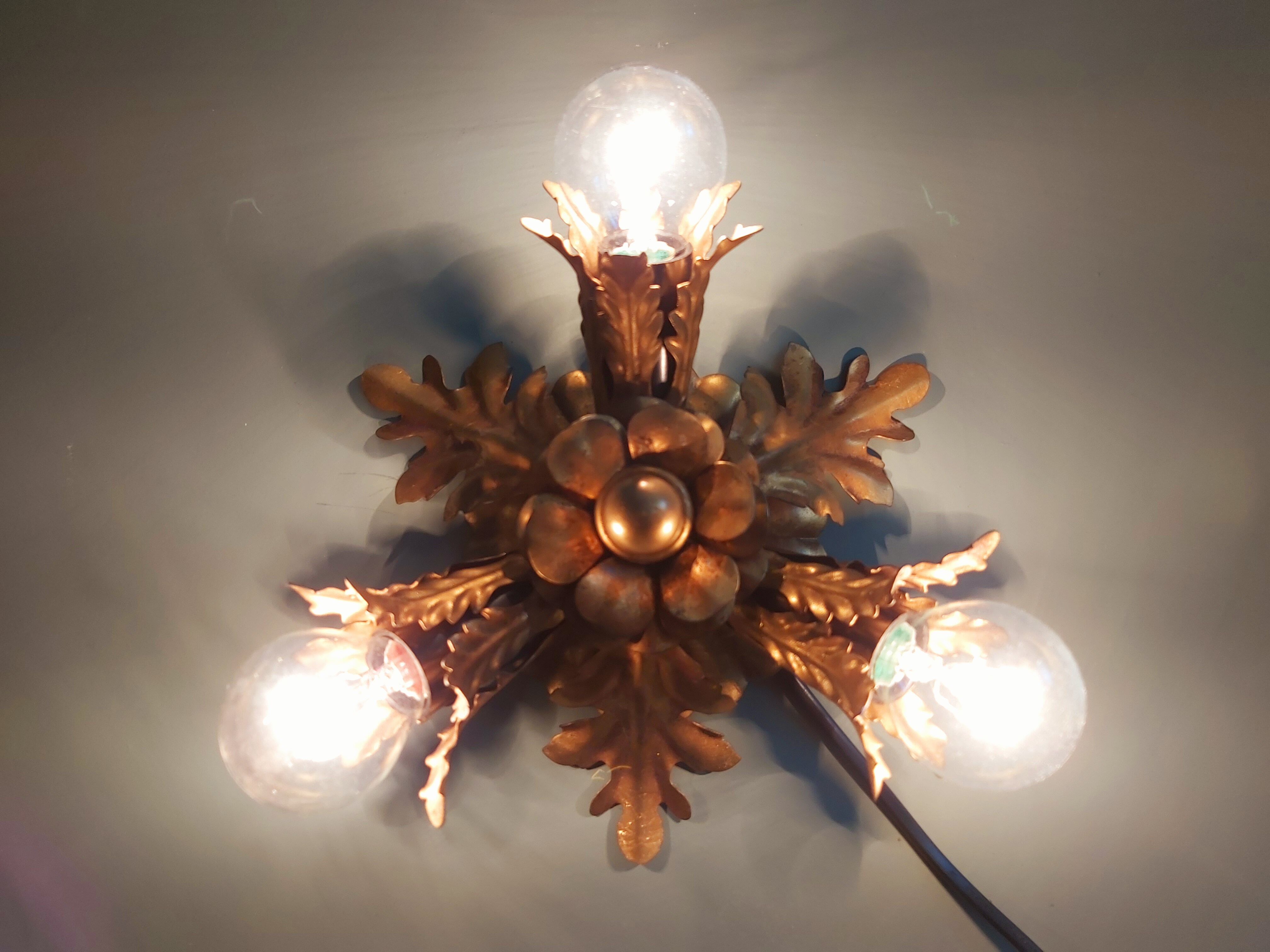 Wall lamp/ceiling lamp in gilded metal, Banci Firenze, 70s
