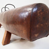 Vintage leather cut down pommel horse bench