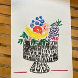 Bouquet de fleurs au pastel sec sur papier illustration originale