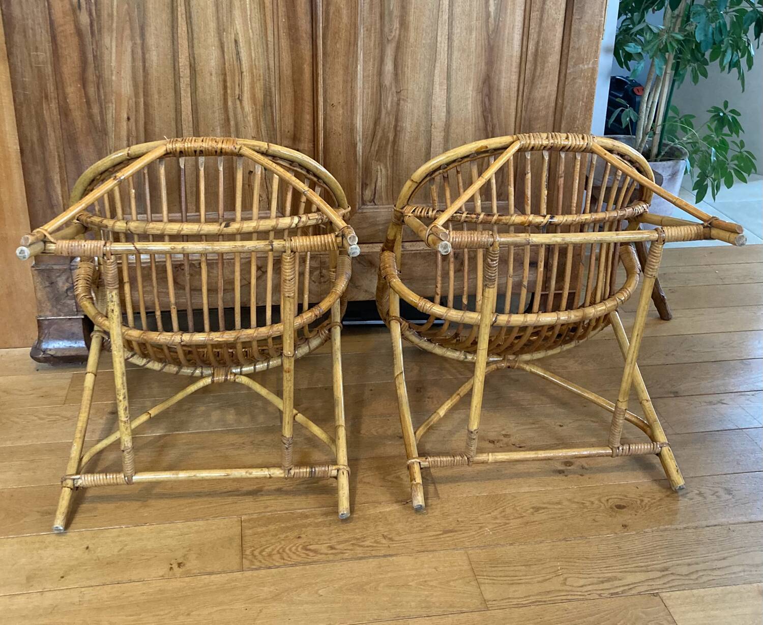 Mid-20th century rattan lounge for garden, terrace, veranda, etc.