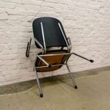 Black Leatherette Dutch Design Gispen Armchairs by Martin de Wit, 1960s.