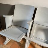 Vintage cinema bench patinated in grey