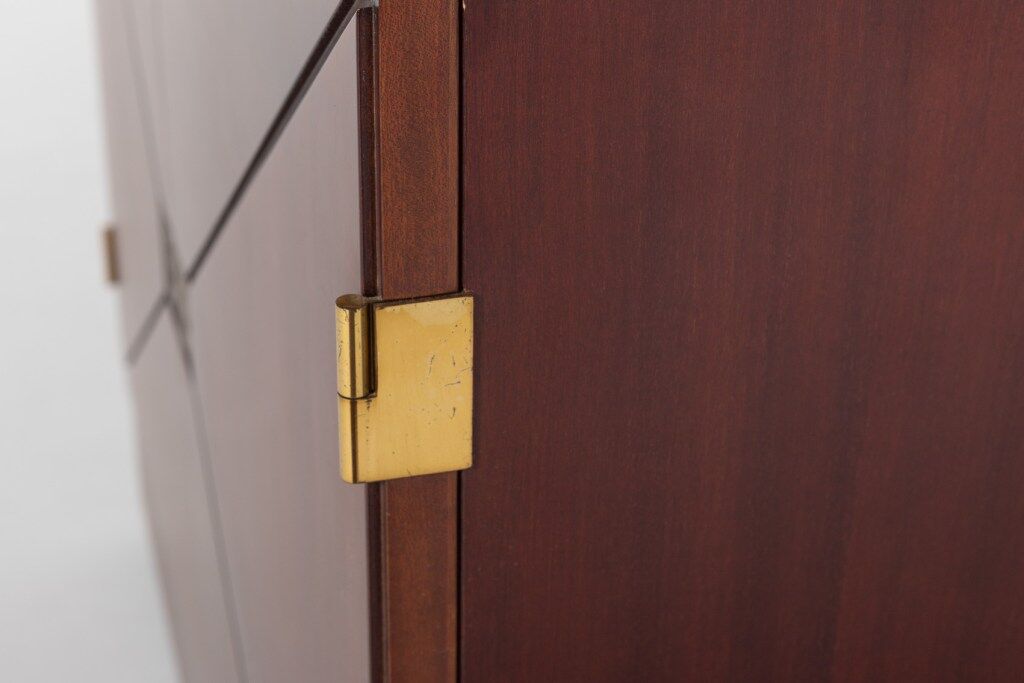 Vintage bar cabinet with brass markings
