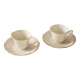 Set of 2 Sologne porcelain coffee cups, white and gold