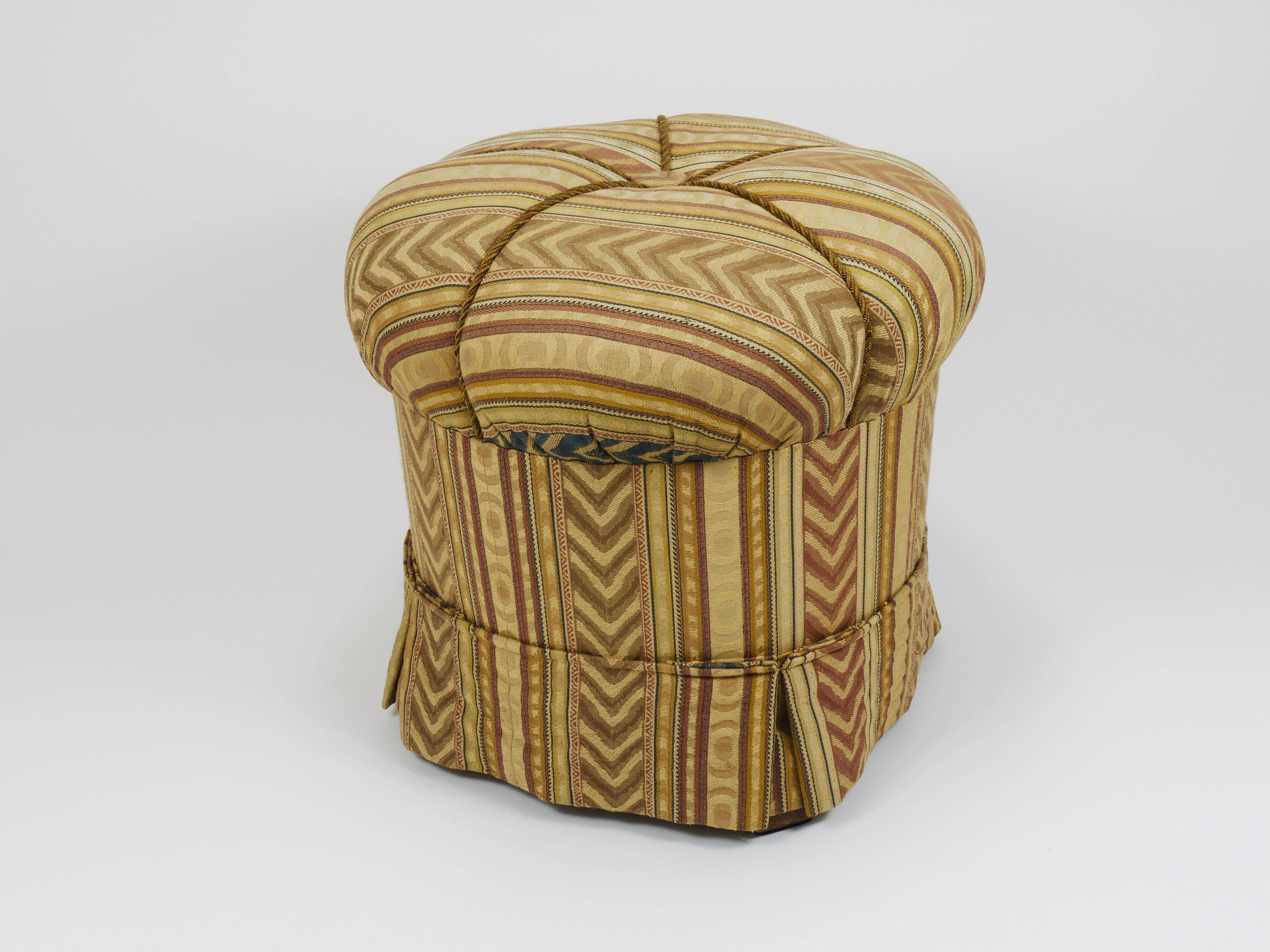 Art Deco Stool Friedrich Otto Schmidt, Pouf, Original Condition, Vienna, 1920s