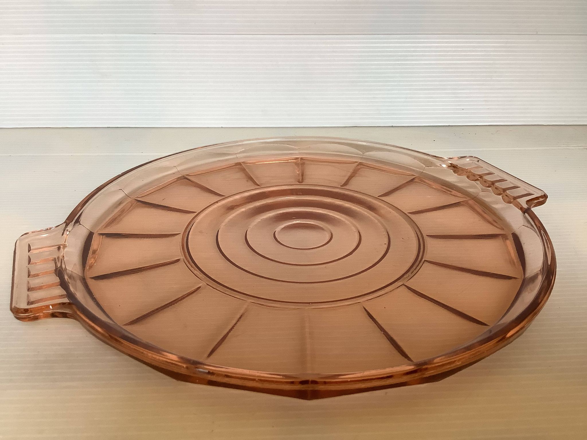 Plat verre rose avec anses style Rosaline