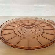 Plat verre rose avec anses style Rosaline