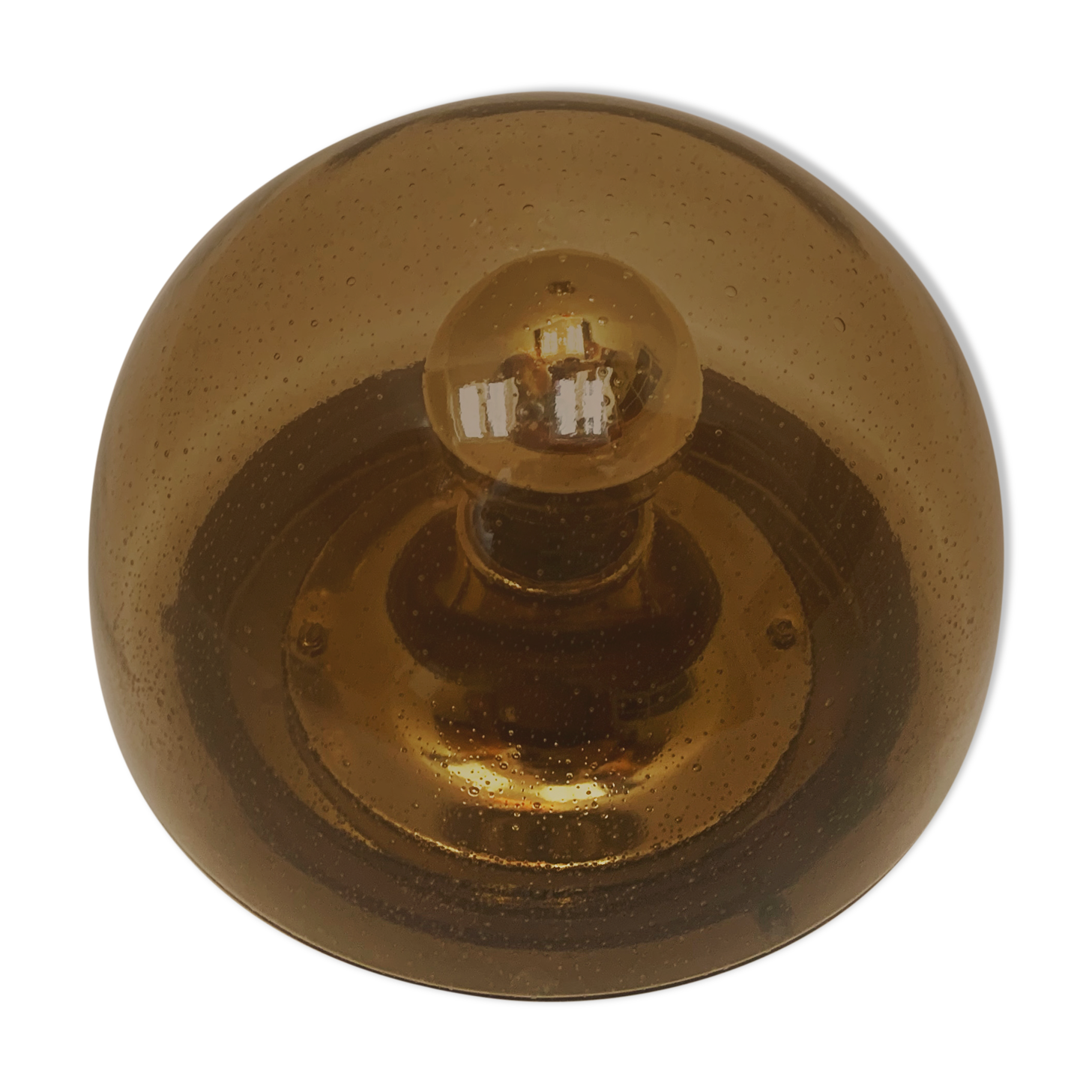 Smoked glass wall lamp or flush light by Glashütte Limburg