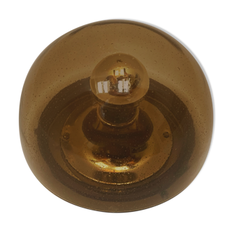 Smoked glass wall lamp or flush light by Glashütte Limburg