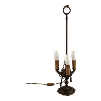 Antique Florentine 3 Light Oil Lamp with Tools Mounted in Electric Lamp 4306
