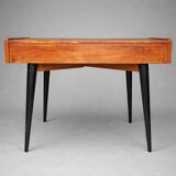 Vintage 1960s Scandinavian-style desk – 2 drawers – black tapered legs
