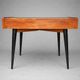 Vintage 1960s Scandinavian-style desk – 2 drawers – black tapered legs