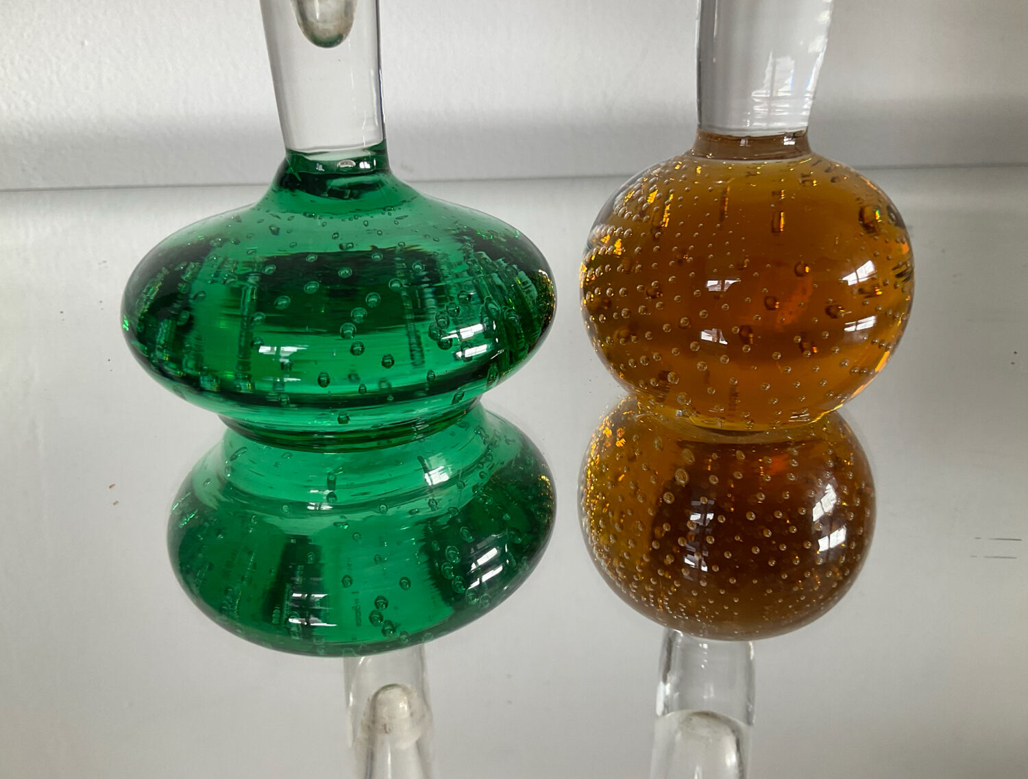 Pair of Bohemian crystal soliflore vases from the 70s and 80s