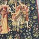 Hand-screen printed tapestry "concert of fountains"