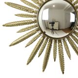 Mid Century Copper Plated Metal Sun Mirror Deknudt Convex 55cm