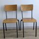 Paire de chaises d’école vintage années 50 esprit Jacques Hitier