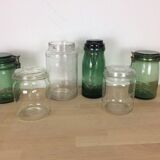 Set of 6 la Lorraine glass jars, green jar