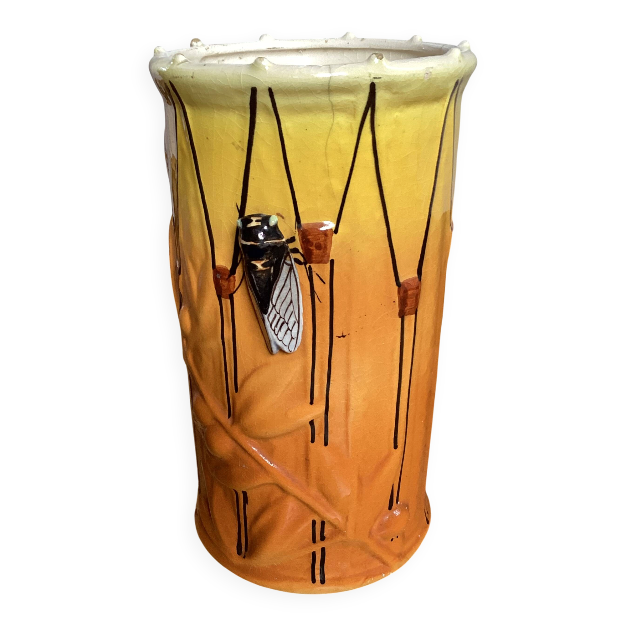 Vase Vallauris signed with cicada dimensions: height - 21.5 cm - diameter - 12 cm.