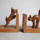 Wooden Bookends "Dog & Cat"
