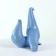 Sculpture en céramique de deux colombes bleues, Keramia, années 1960