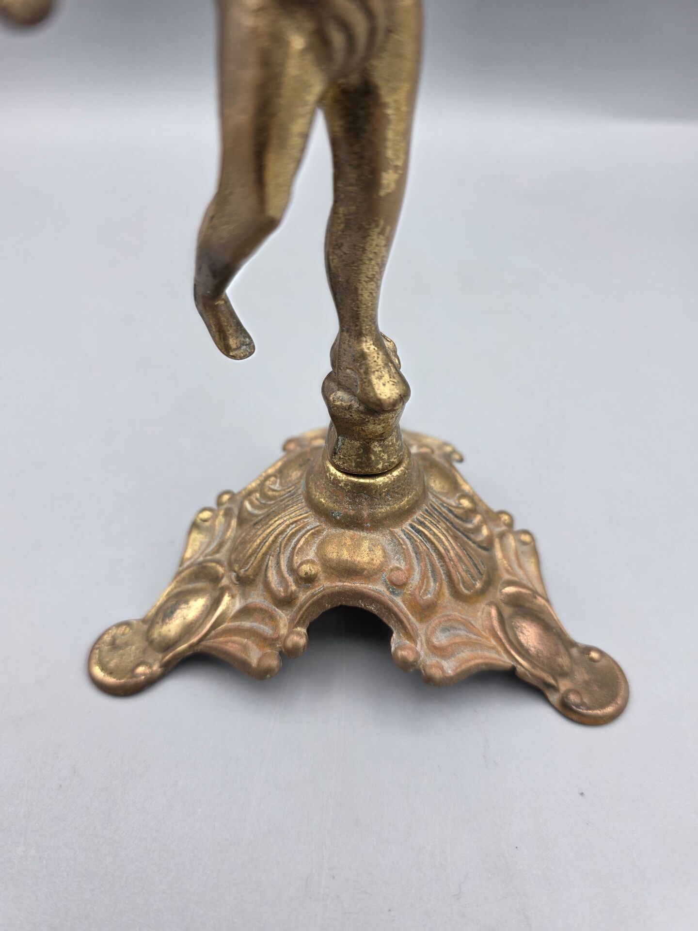 Antique gilded candlestick with cherub, French Rococo style, Belle Époque