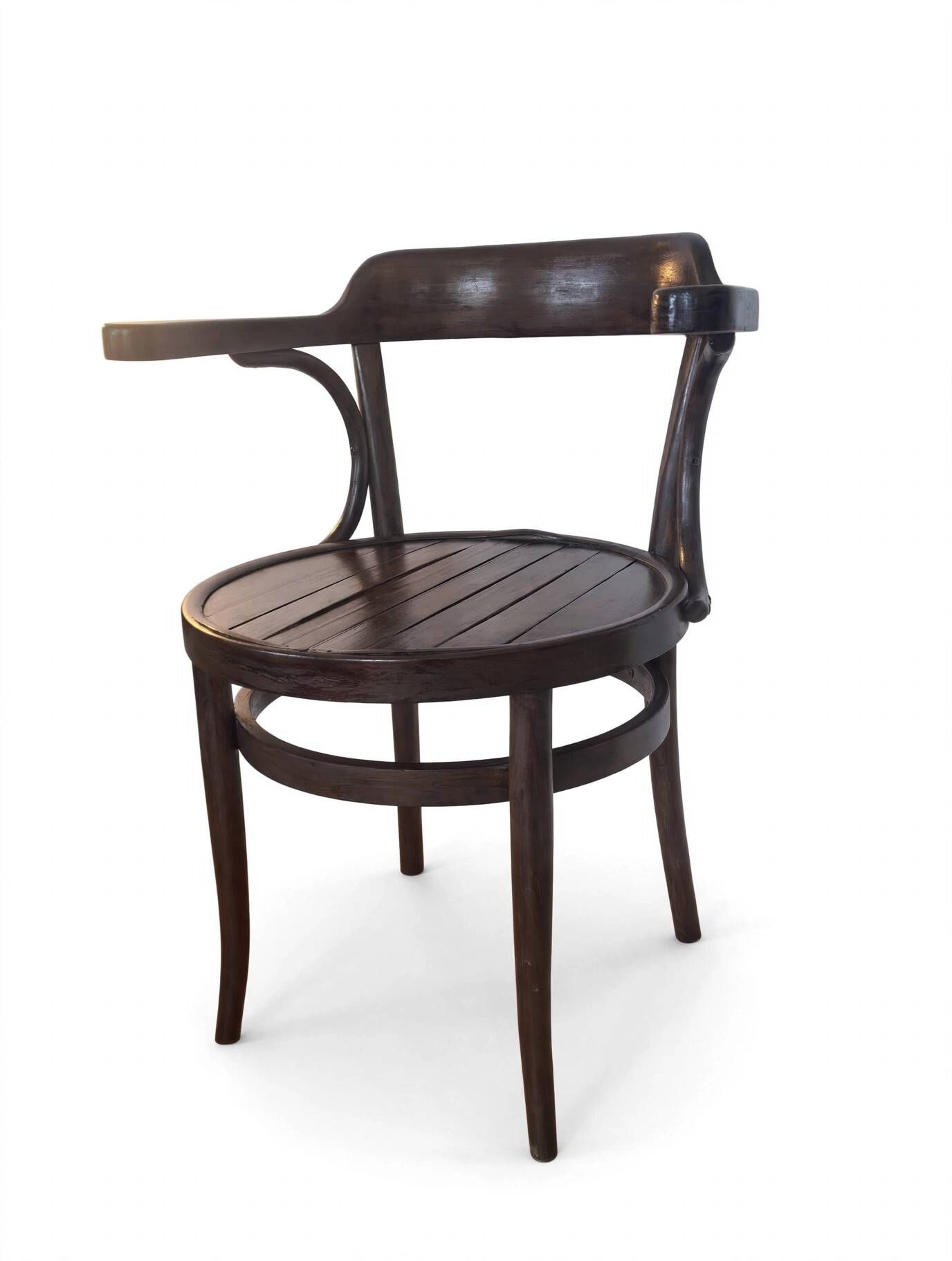 Bistro Chair Curved Wood Thonet Style - Dark Walnut - Vintage