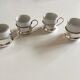 Set of 4 coffee cups silver metal coves Italian design, 70s