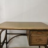 Rattan desk and vintage canning