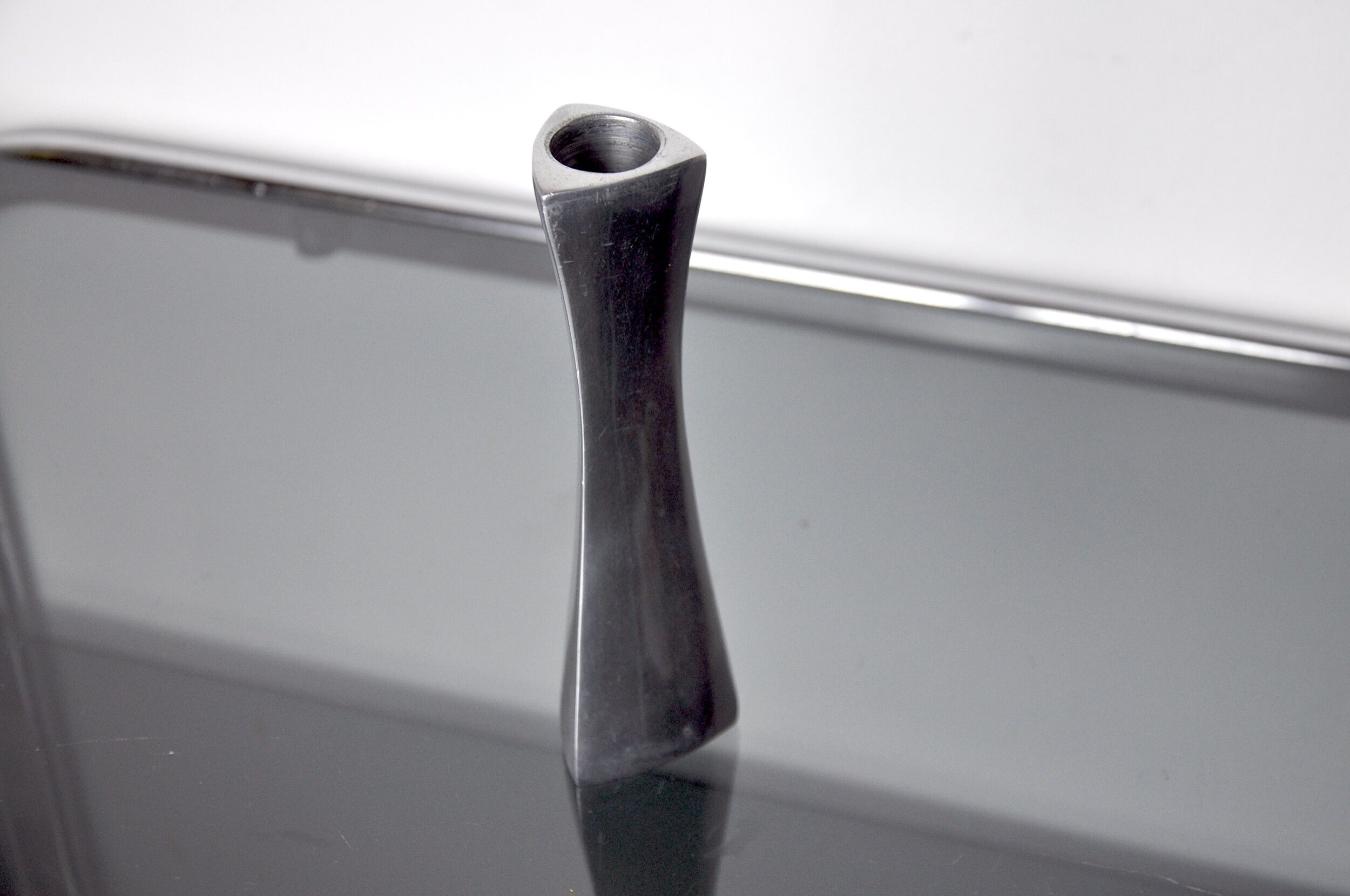 Brutalist candlesticks, solid aluminum by art3, Spain, 1970