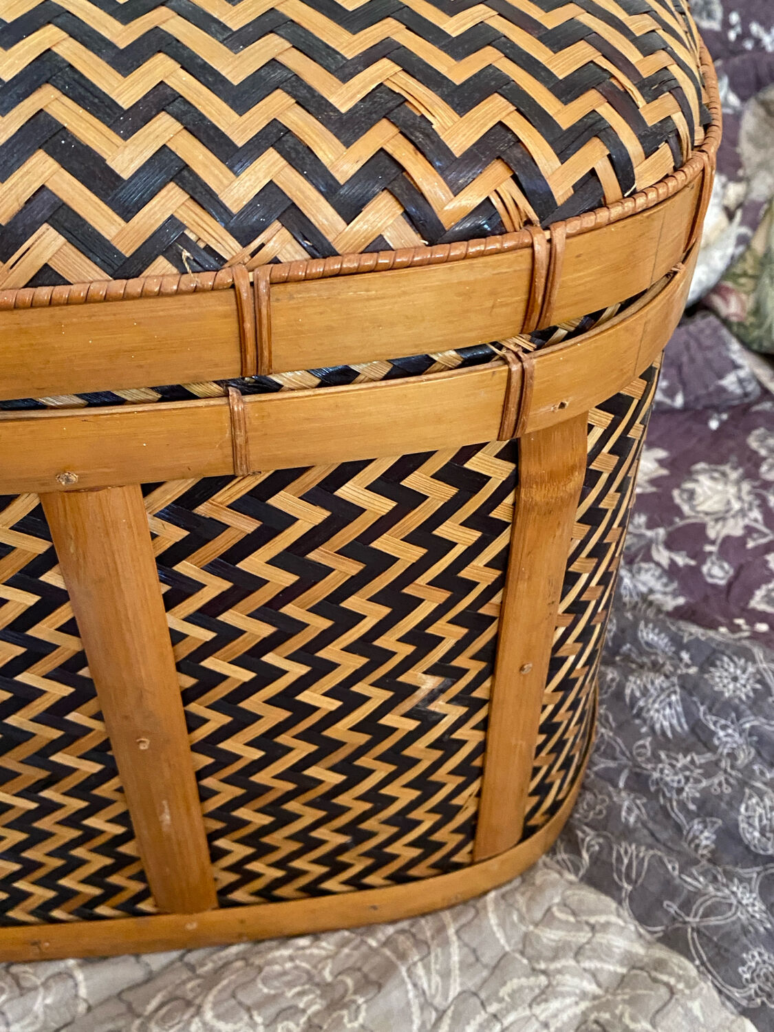 Woven bamboo storage chest