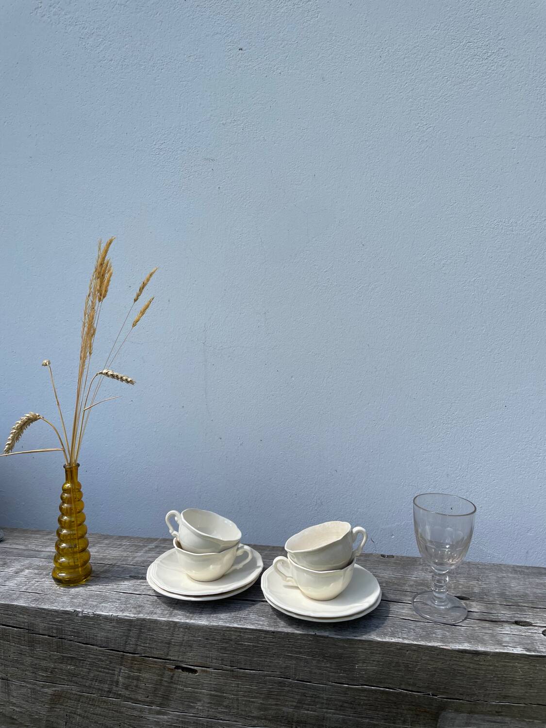 4 tasses beige Sarreguemines unies