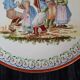 Large Round Antique Plate 33 cm Ceramic Pierrefonds - Regional Dance Decoration
