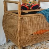 Coffre de rangement en osier vintage