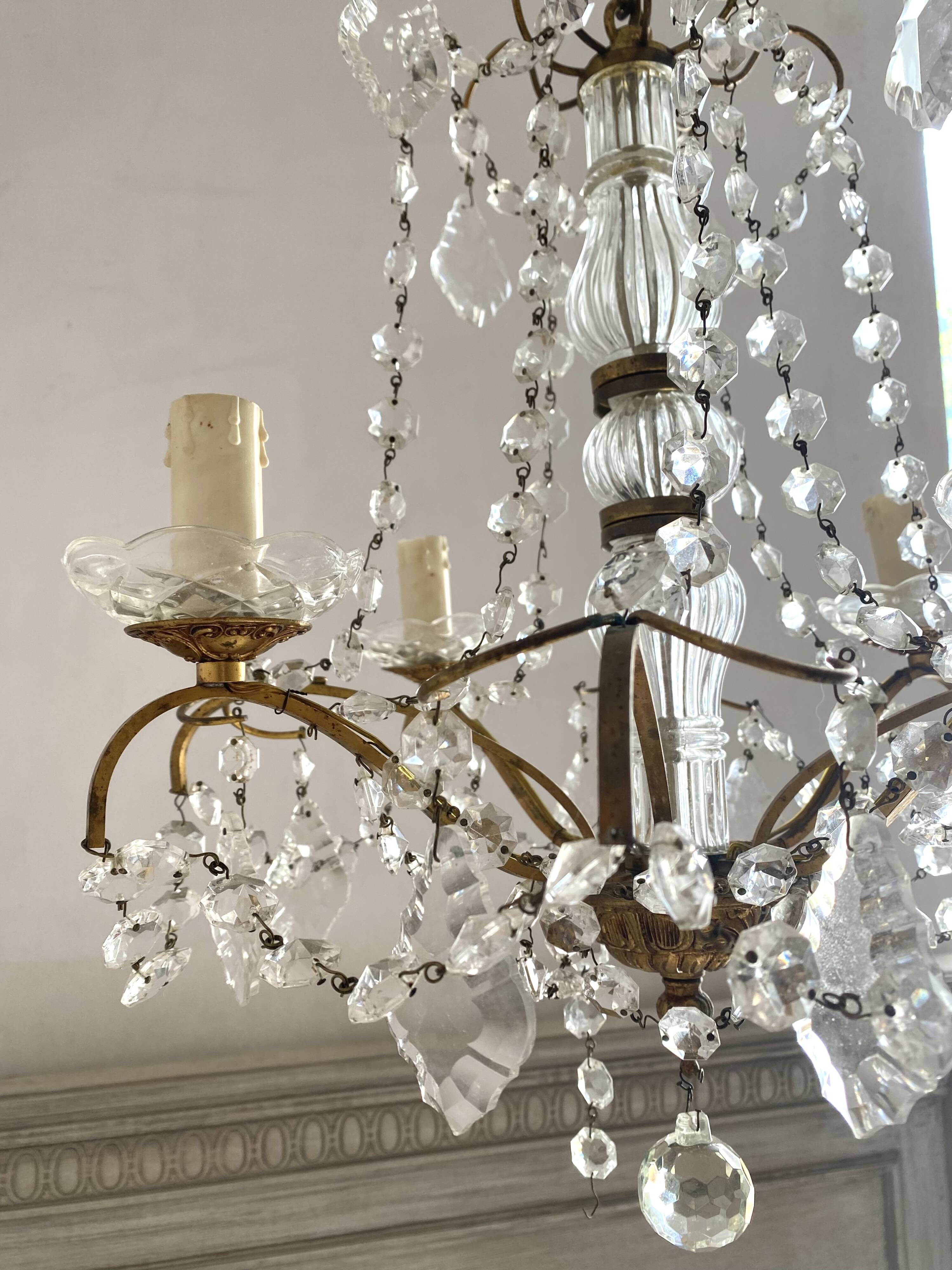 4-light chandelier with tassels, height 80cm