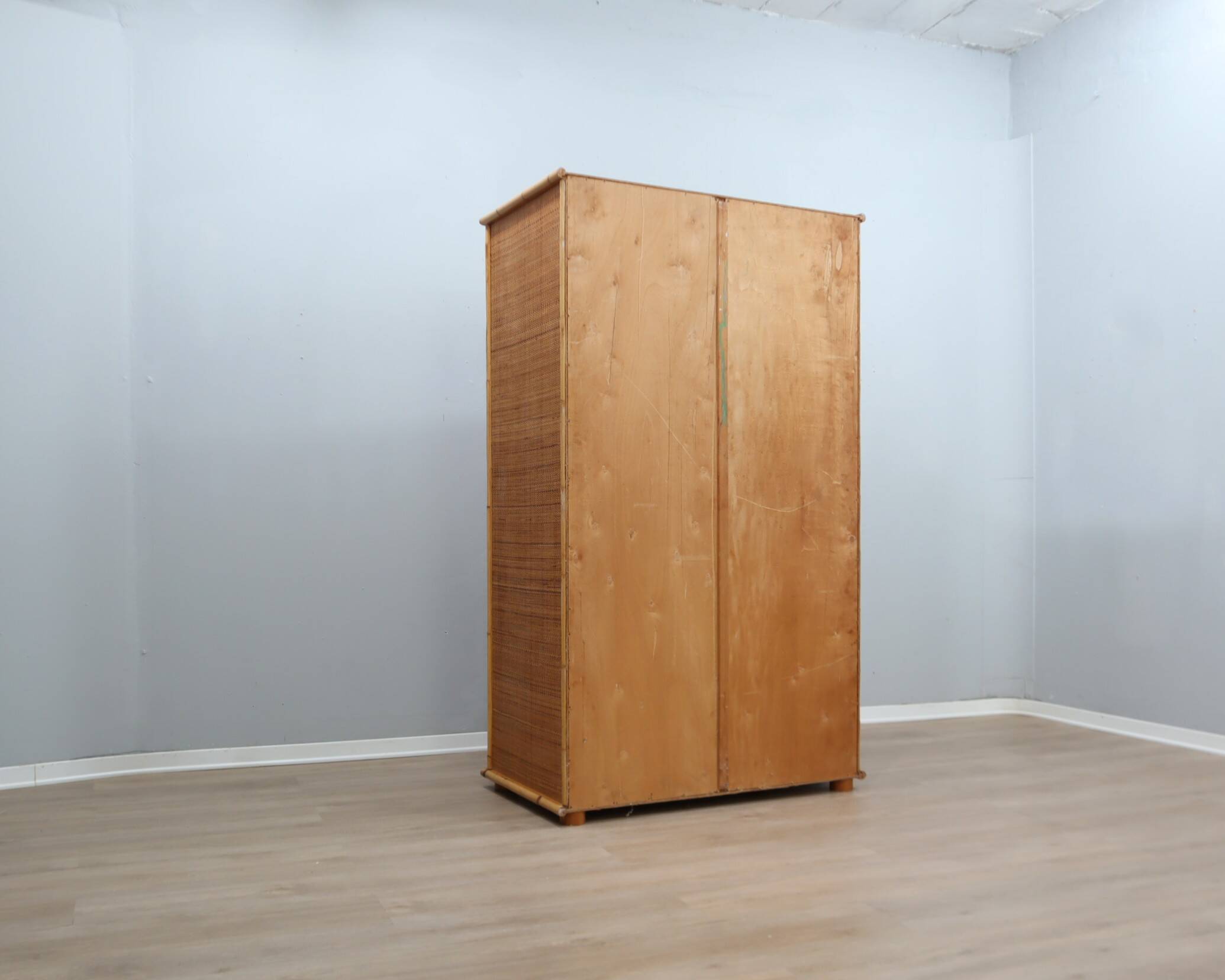 Vintage Dal Vera bamboo & rattan freestanding wardrobe 1970s