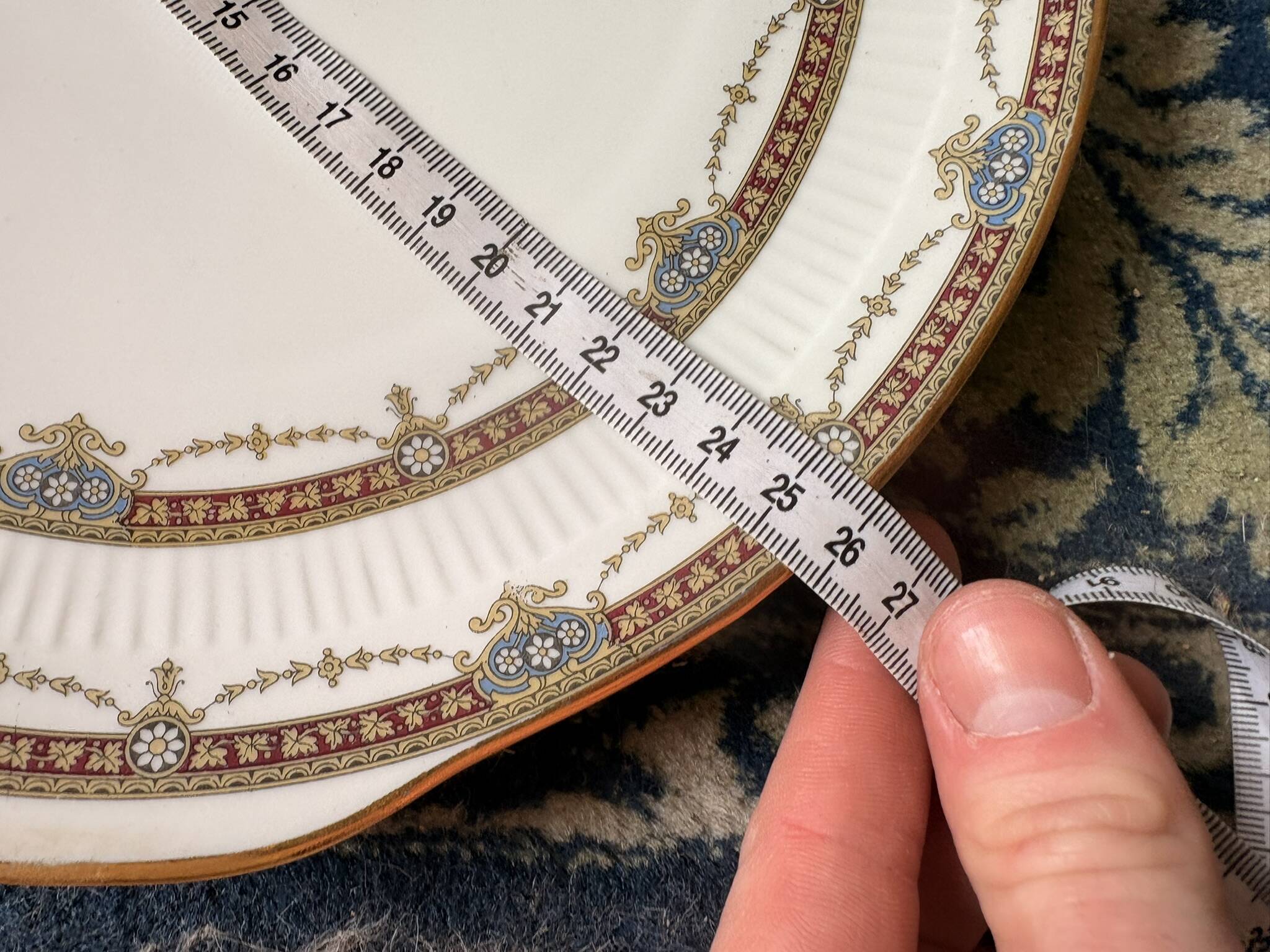 Porcelain Plate Limoges Harreau Fluted Edge Neo-Classical Style Louis XVI