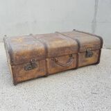 Old wooden travel trunk case