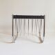 Magazine holder chrome metal and wood 70s