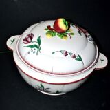 Antique hand-painted earthenware tureen from Vieux Strasbourg Sarreguemines