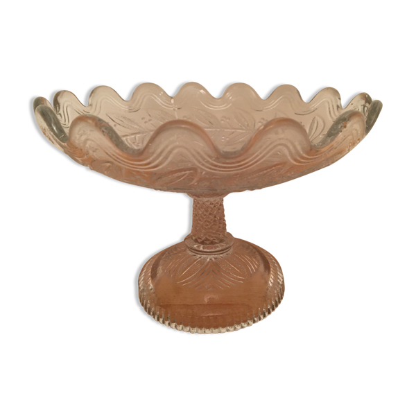 Ancienne coupe à fruits en verre vintage années 1960