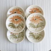 6 assiettes creuses en céramique – décor floral peint à la main