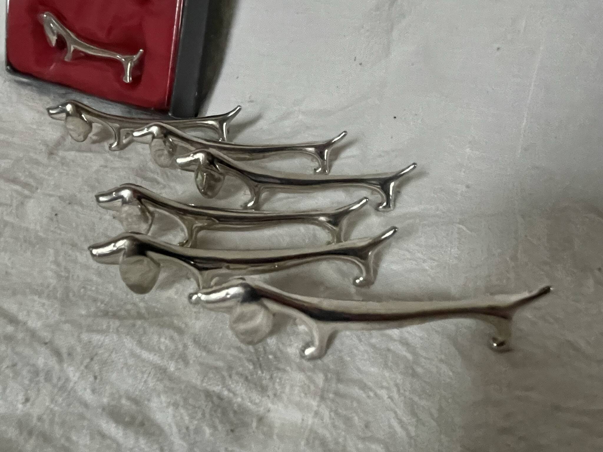 Silver dachshund knife holder