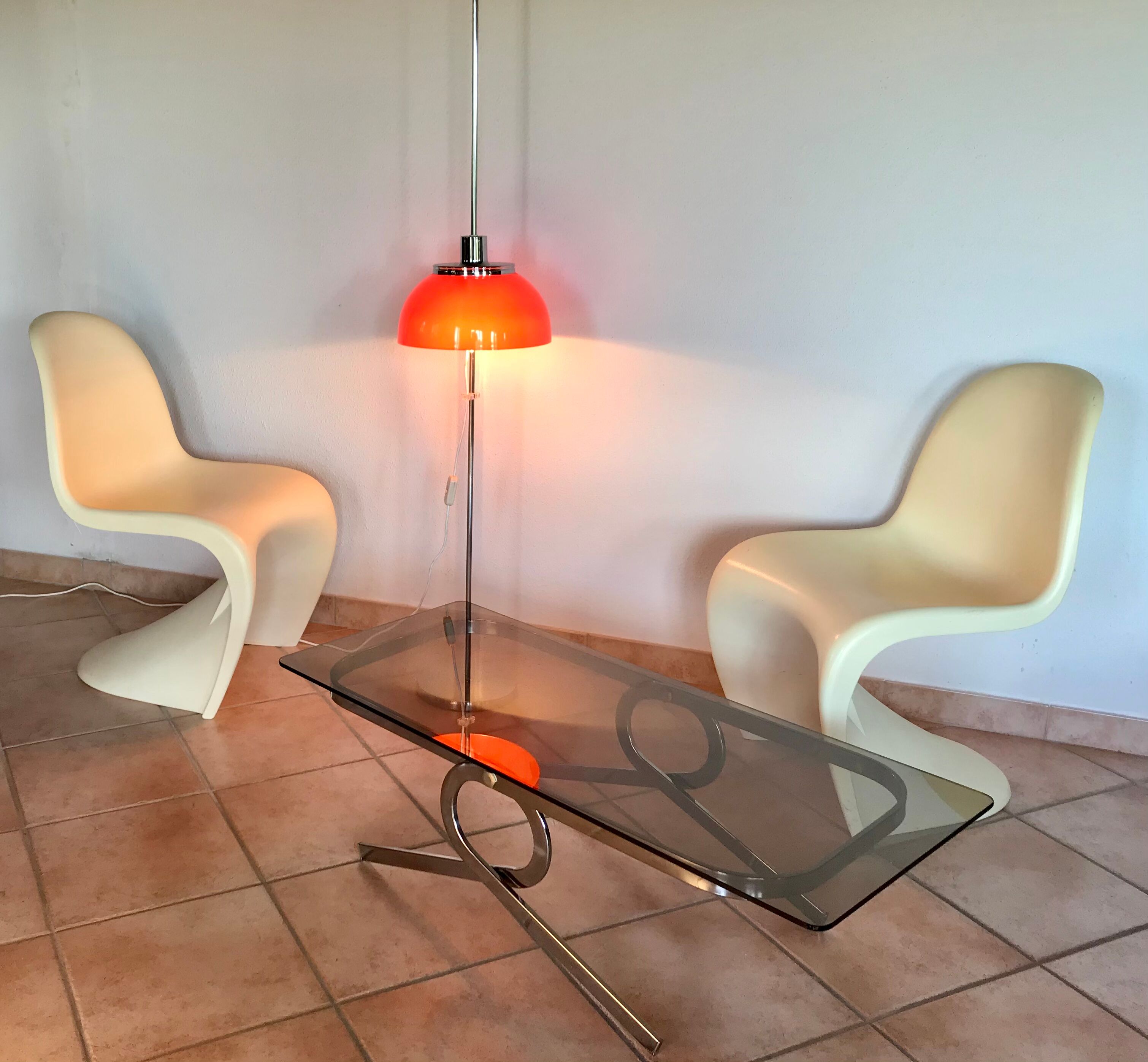 Coffee table 70s glass and chrome