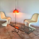 Coffee table 70s glass and chrome