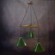 Suspension industrielle design support en chêne avec 3 cloches en métal