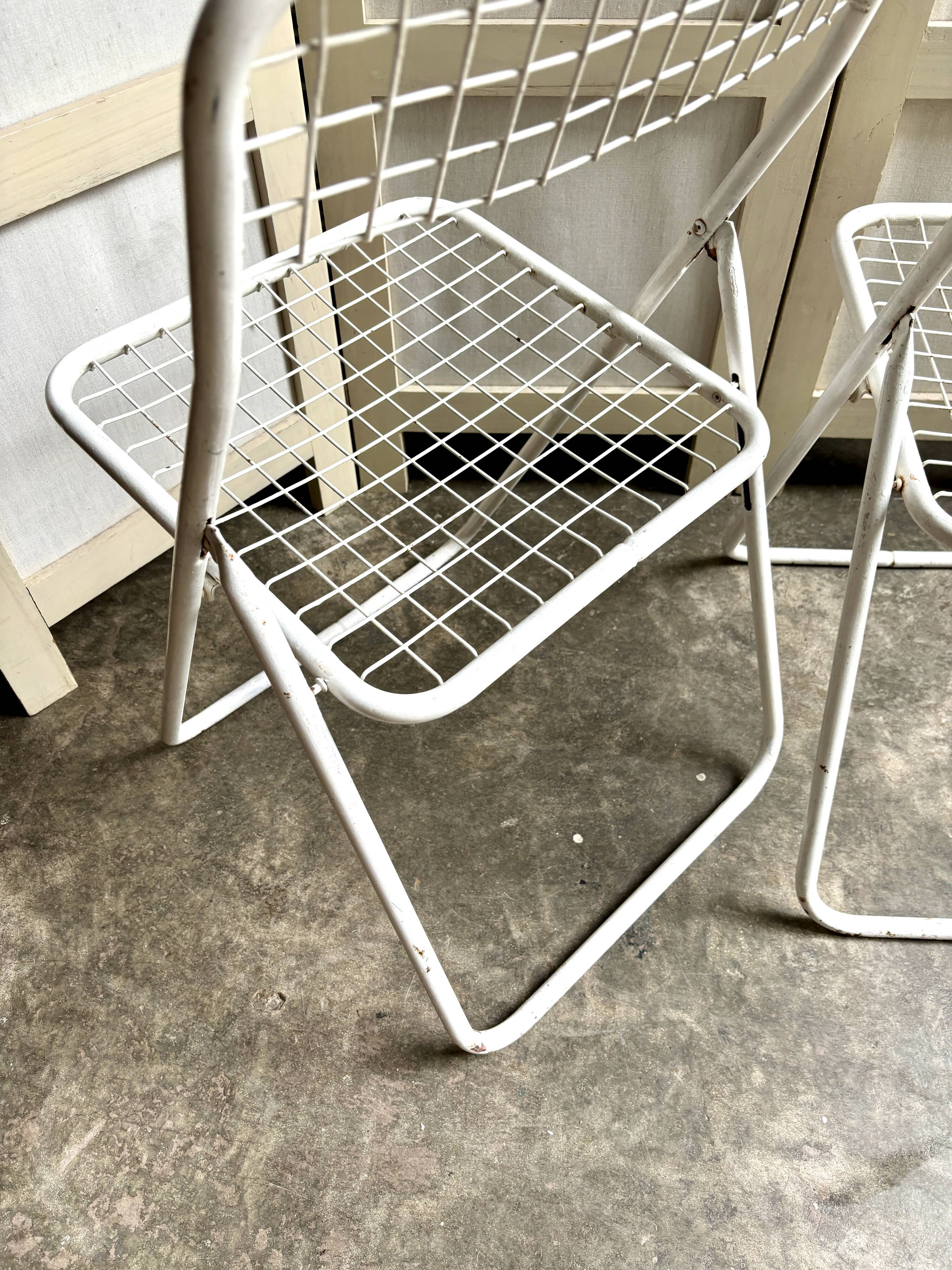 2 white metal "Ted Ned" folding chairs by Niels Gammelgaard for IKEA, 1980s