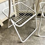 2 white metal "Ted Ned" folding chairs by Niels Gammelgaard for IKEA, 1980s