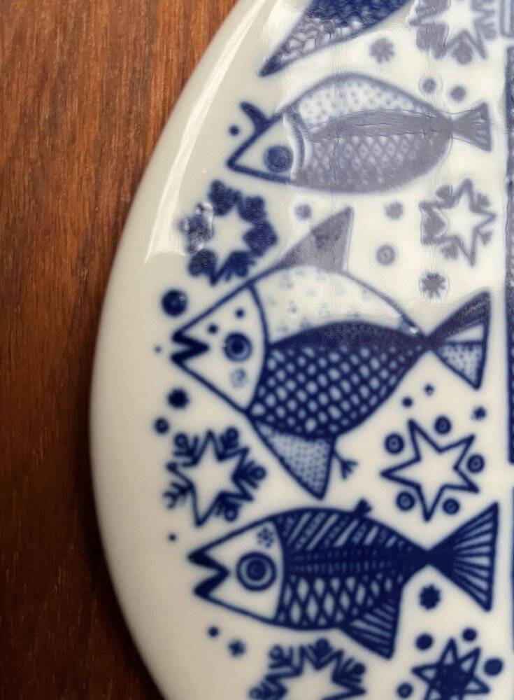 Mid-century porcelain fish wall plate from Porsgrund, Norway, 1960s.