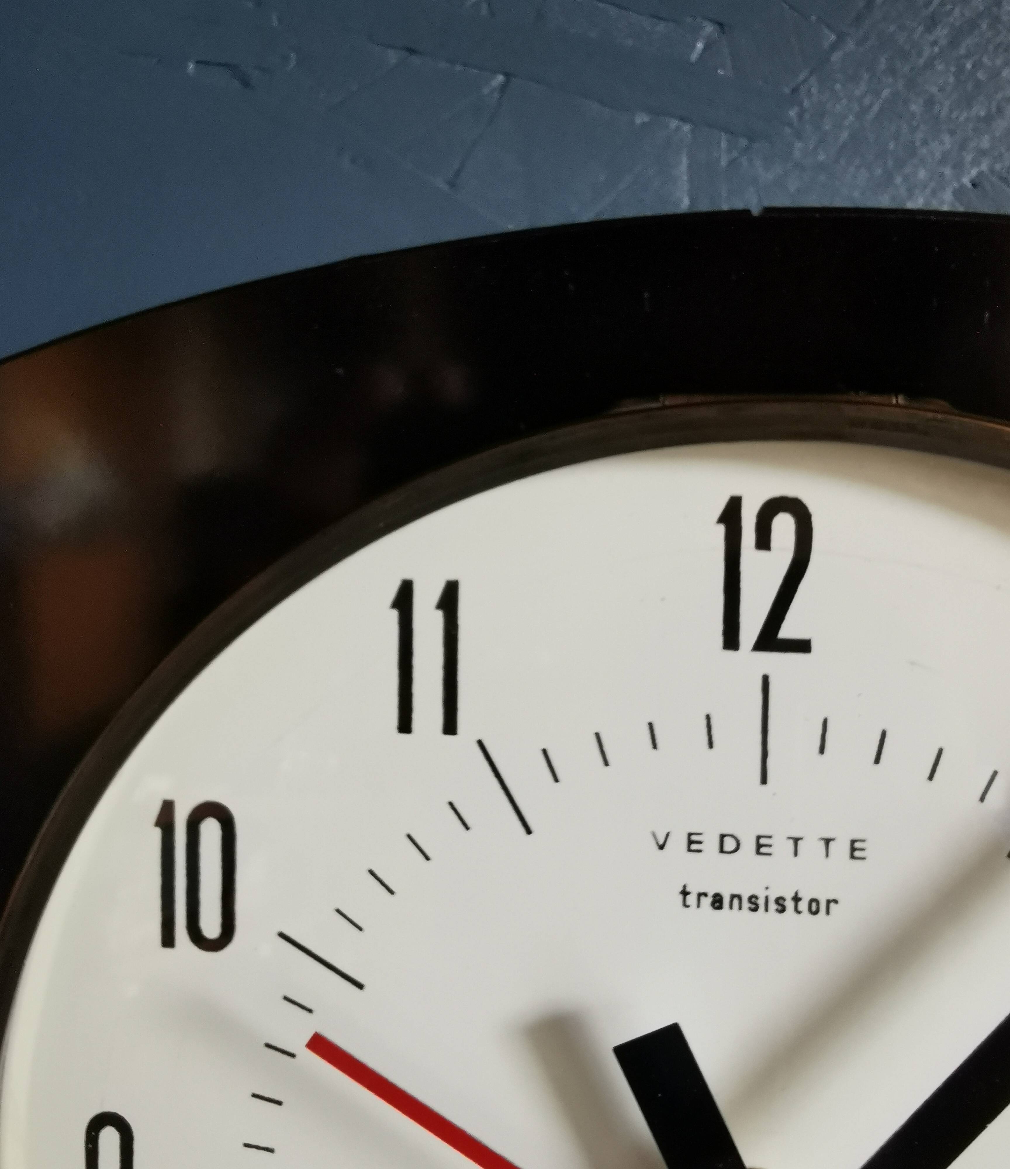 Vintage formica clock rectangular silent wall clock "Black star"